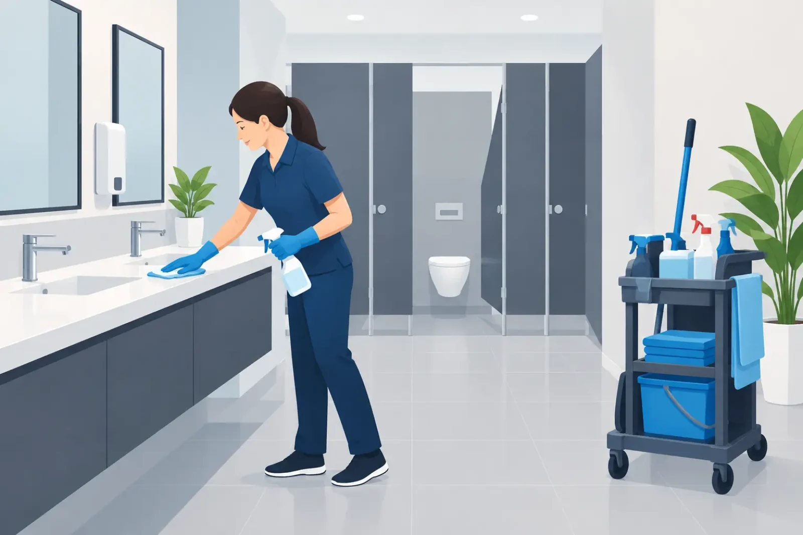 Sanitärbereiche im Büro reinigen richtig planen